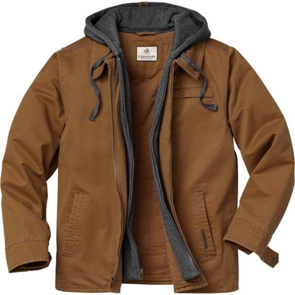Men's Casual Coat with Hood Waxed Cotton Water Resistant